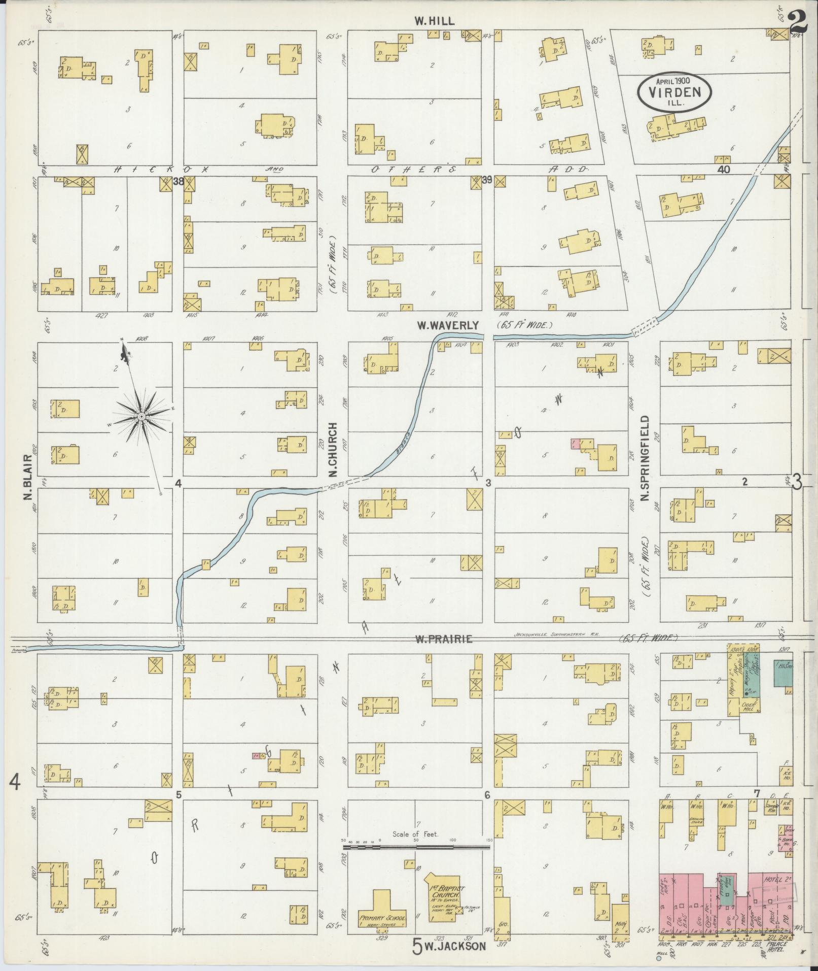 Sanborn Fire Insurance Map from Virden, Macoupin County, Illinois (1900), Sheet #0002 - Complete Map Set gallery image, historic Sanborn map, vintage wall art, Illinois Illinois