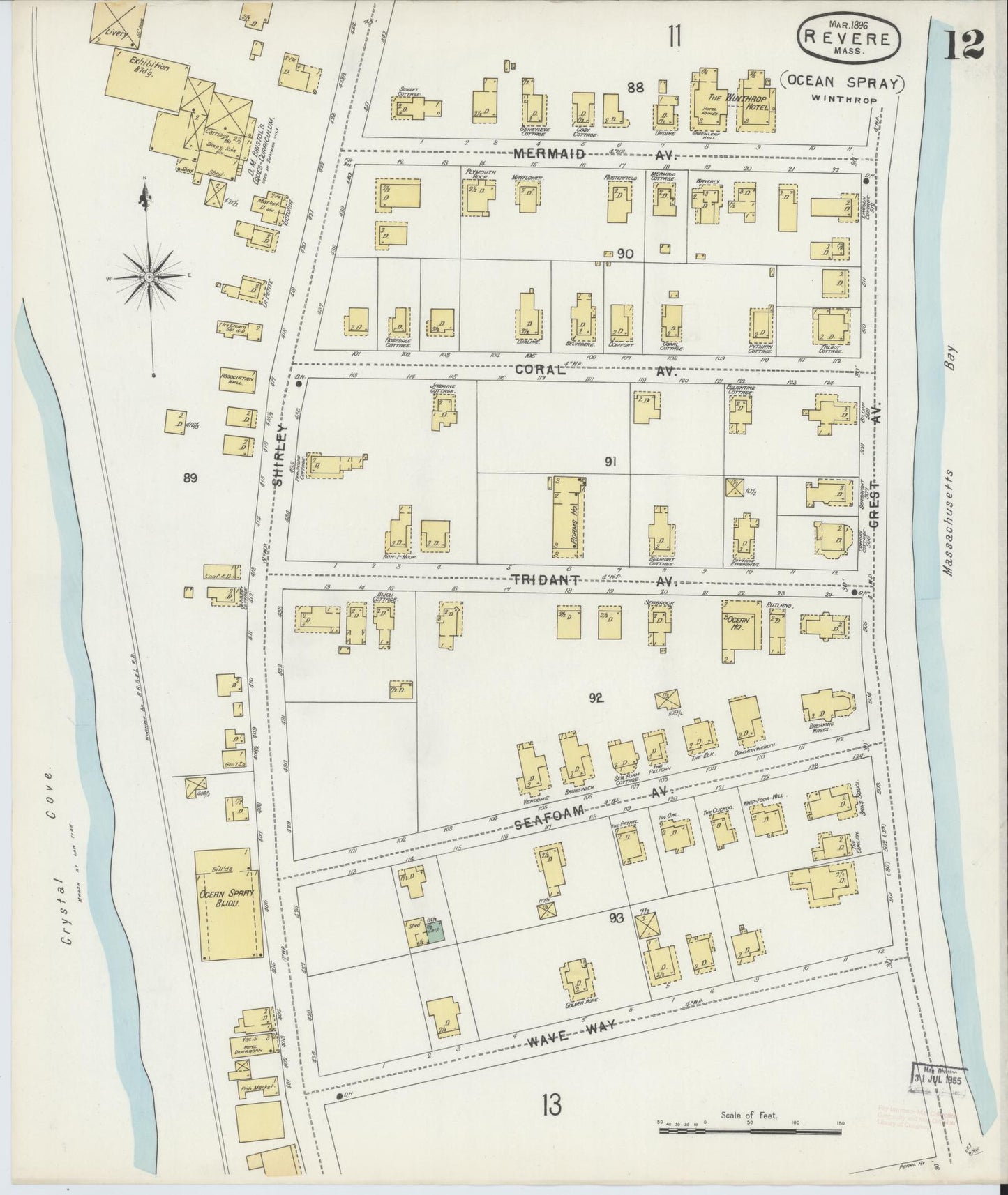 Sanborn Fire Insurance Map from Revere, Suffolk County, Massachusetts (1896), Sheet #0012 - Complete Map Set gallery image, historic Sanborn map, vintage wall art, Massachusetts Massachusetts