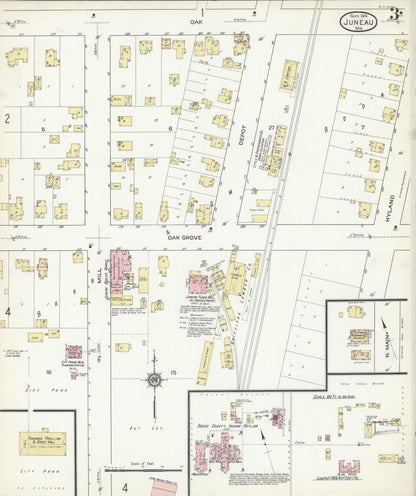 Sanborn Fire Insurance Map from Juneau, Dodge County, Wisconsin (1914), Sheet #0003 - Historic Sanborn Fire Insurance Map Print, vintage old map wall art, antique decor, genealogy gift, Wisconsin Wisconsin map