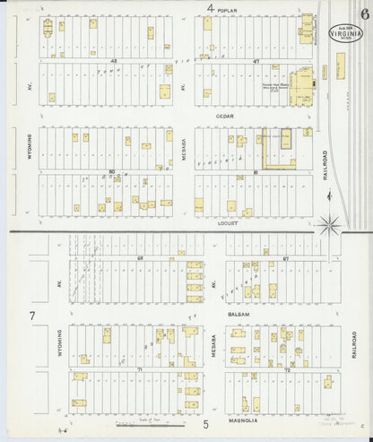 Sanborn Fire Insurance Map from Virginia, Saint Louis County, Minnesota (1904), Sheet #0006 - Complete Map Set gallery image, historic Sanborn map, vintage wall art, Minnesota Minnesota