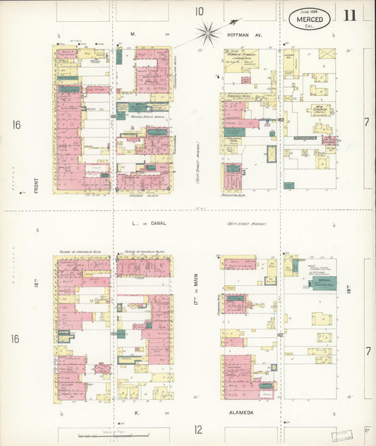 Sanborn Fire Insurance Map from Merced, Merced County, California (1898), Sheet #0011 - Historic Sanborn Fire Insurance Map Print, vintage old map wall art, antique decor, genealogy gift, California California map