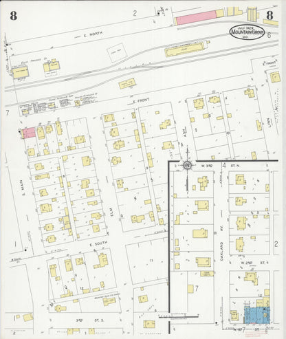 Sanborn Fire Insurance Map from Mountain Grove, Wright County, Missouri (1929), Sheet #0008 - Complete Map Set gallery image, historic Sanborn map, vintage wall art, Missouri Missouri