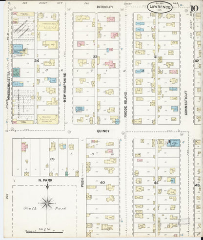 Sanborn Fire Insurance Map from Lawrence, Douglas County, Kansas (1889), Sheet #0010 - Complete Map Set gallery image, historic Sanborn map, vintage wall art, Kansas Kansas