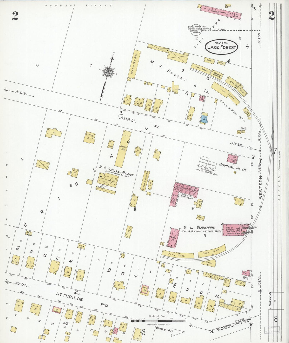 Sanborn Fire Insurance Map from Lake Forest, Lake County, Illinois (1926), Sheet #0002 - Complete Map Set gallery image, historic Sanborn map, vintage wall art, Illinois Illinois