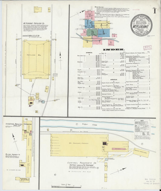 Sanborn Fire Insurance Map from Mount Pleasant, Maury County, Tennessee (1910), Sheet #0001 - Complete Map Set gallery image, historic Sanborn map, vintage wall art, Tennessee Tennessee