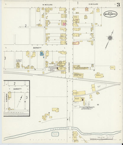 Sanborn Fire Insurance Map from New Bloomfield, Perry County, Pennsylvania (1911), Sheet #0003 - Complete Map Set gallery image, historic Sanborn map, vintage wall art, Pennsylvania Pennsylvania