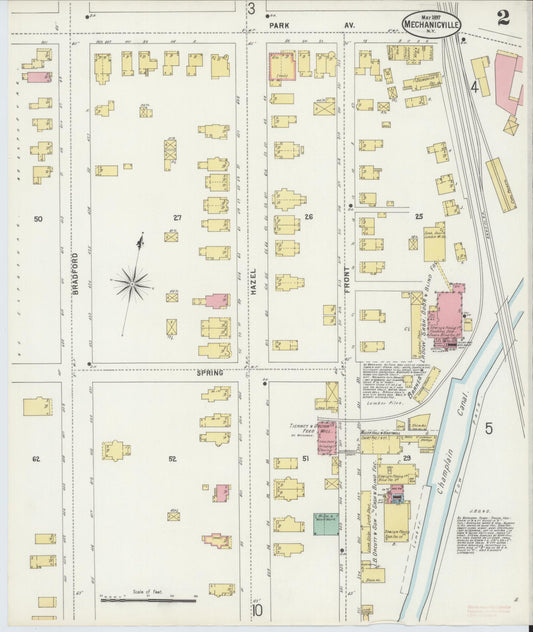 Sanborn Fire Insurance Map from Mechanicville, Saratoga County, New York (1897), Sheet #0002 - Historic Sanborn Fire Insurance Map Print, vintage old map wall art, antique decor, genealogy gift, New York New York map