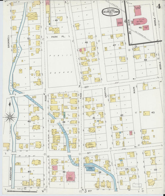 Sanborn Fire Insurance Map from Georgetown, Clear Creek County, Colorado (1900), Sheet #0004 - Historic Sanborn Fire Insurance Map Print, vintage old map wall art, antique decor, genealogy gift, Colorado Colorado map