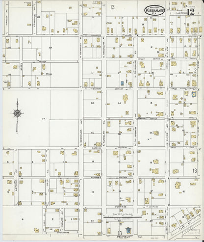 Sanborn Fire Insurance Map from Kissimmee, Osceola County, Florida (1920), Sheet #0012 - Complete Map Set gallery image, historic Sanborn map, vintage wall art, Florida Florida