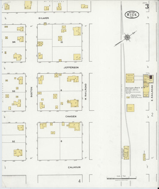 Sanborn Fire Insurance Map from Rice, Navarro County, Texas (1921), Sheet #0003 - Historic Sanborn Fire Insurance Map Print, vintage old map wall art, antique decor, genealogy gift, Texas Texas map