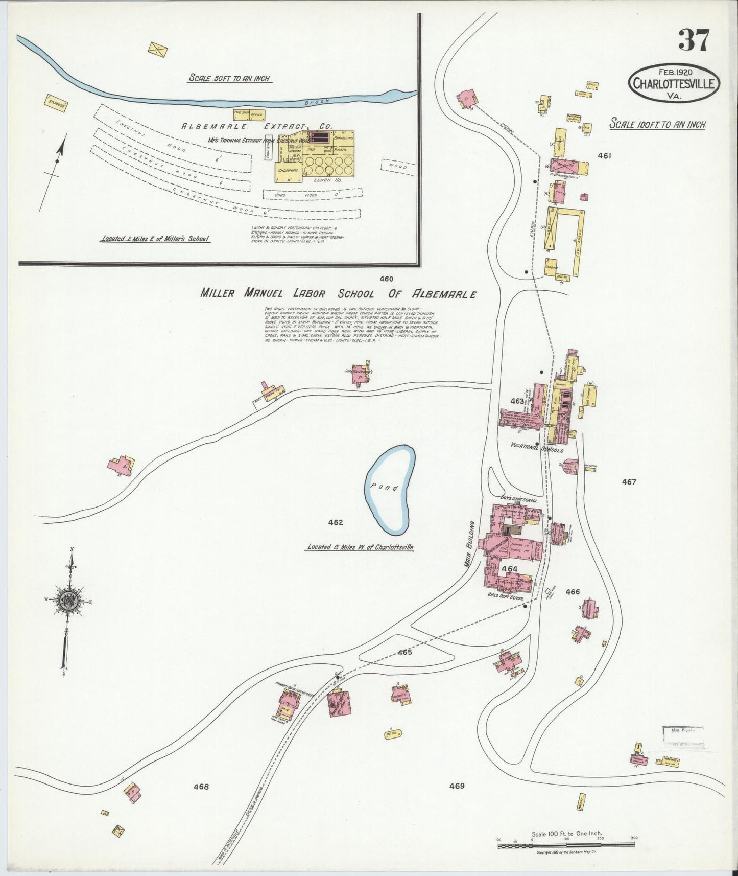 Sanborn Fire Insurance Map from Charlottesville, Independent Cities, Virginia (1920), Sheet #0037 - Complete Map Set gallery image, historic Sanborn map, vintage wall art, Virginia Virginia