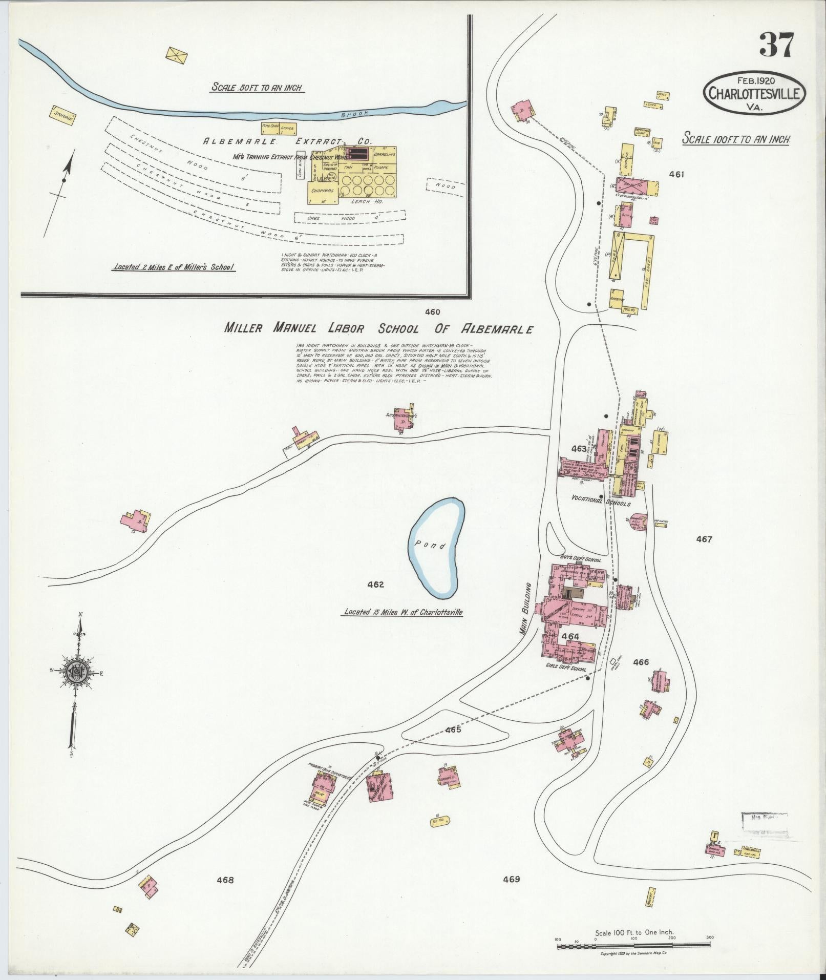 Sanborn Fire Insurance Map from Charlottesville, Independent Cities, Virginia (1920), Sheet #0037 - Complete Map Set gallery image, historic Sanborn map, vintage wall art, Virginia Virginia