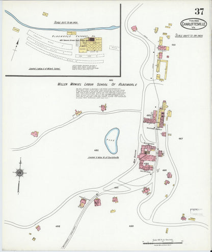 Sanborn Fire Insurance Map from Charlottesville, Independent Cities, Virginia (1920), Sheet #0037 - Complete Map Set gallery image, historic Sanborn map, vintage wall art, Virginia Virginia
