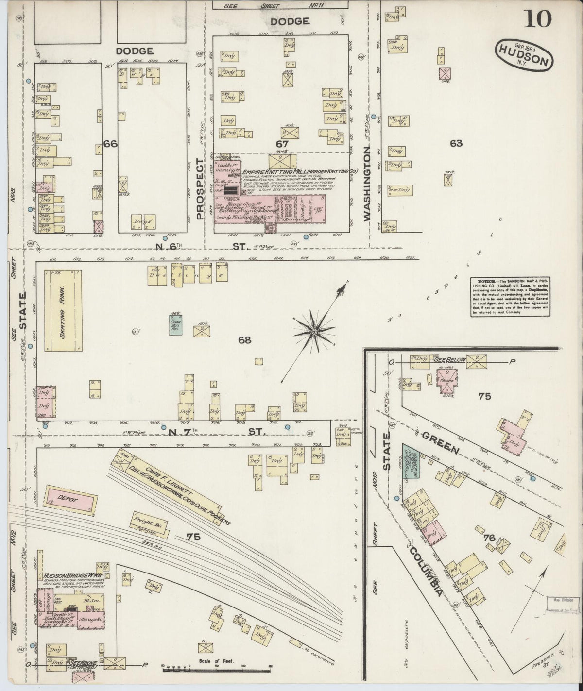 Sanborn Fire Insurance Map from Hudson, Columbia County, New York (1884), Sheet #0010 - Complete Map Set gallery image, historic Sanborn map, vintage wall art, New York New York