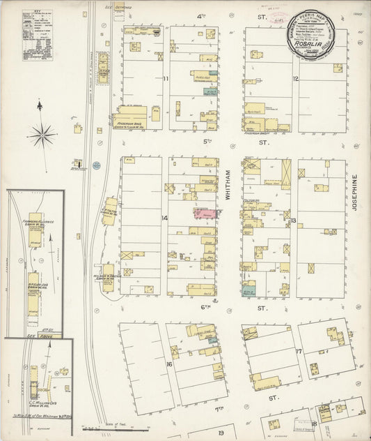 Sanborn Fire Insurance Map from Rosalia, Whitman County, Washington (1893), Sheet #0001 - Historic Sanborn Fire Insurance Map Print, vintage old map wall art, antique decor, genealogy gift, Washington Washington map