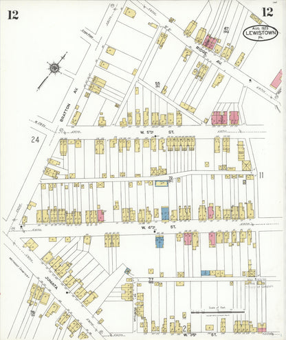 Sanborn Fire Insurance Map from Lewistown, Mifflin County, Pennsylvania (1923), Sheet #0012 - Complete Map Set gallery image, historic Sanborn map, vintage wall art, Pennsylvania Pennsylvania