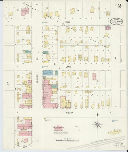 Sanborn Fire Insurance Map from Edgerton, Williams County, Ohio (1908), Sheet #0002 - Historic Sanborn Fire Insurance Map Print, vintage old map wall art, antique decor, genealogy gift, Ohio Ohio map