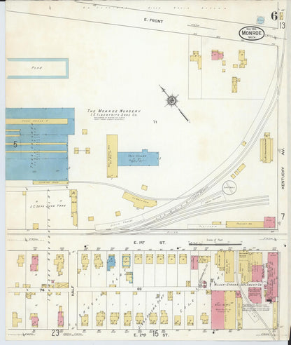 Sanborn Fire Insurance Map from Monroe, Monroe County, Michigan (1916), Sheet #0006 - Historic Sanborn Fire Insurance Map Print, vintage old map wall art, antique decor, genealogy gift, Michigan Michigan map