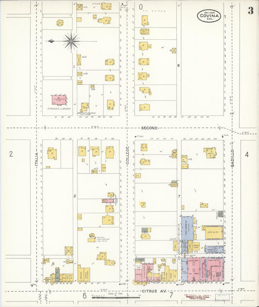Sanborn Fire Insurance Map from Covina, Los Angeles County, California (1906), Sheet #0003 - Historic Sanborn Fire Insurance Map Print, vintage old map wall art, antique decor, genealogy gift, California California map