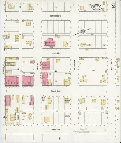 Sanborn Fire Insurance Map from Rice, Navarro County, Texas (1921), Sheet #0002 - Complete Map Set gallery image, historic Sanborn map, vintage wall art, Texas Texas
