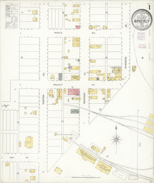 Sanborn Fire Insurance Map from Waverly, Spokane County, Washington (1905), Sheet #0001 - Historic Sanborn Fire Insurance Map Print, vintage old map wall art, antique decor, genealogy gift, Washington Washington map