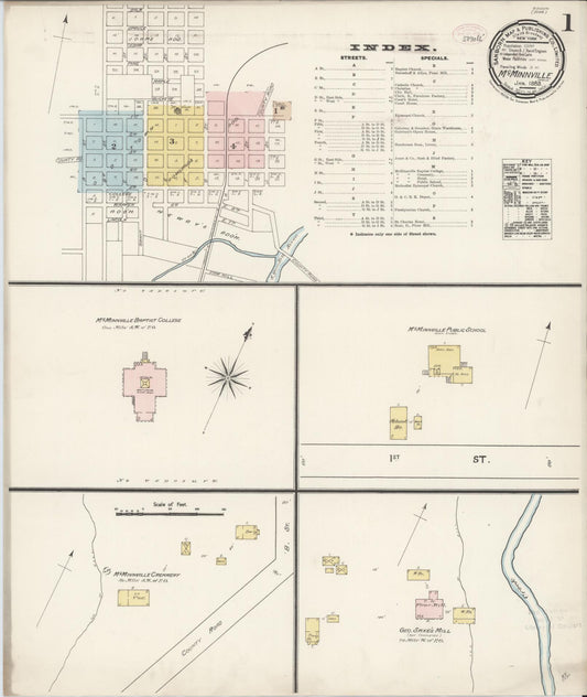 Sanborn Fire Insurance Map from McMinnville, Yamhill County, Oregon (1889), Sheet #0001 - Historic Sanborn Fire Insurance Map Print, vintage old map wall art, antique decor, genealogy gift, Oregon Oregon map