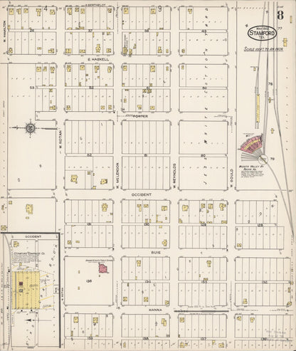 Sanborn Fire Insurance Map from Stamford, Jones County, Texas (1922), Sheet #0008 - Complete Map Set gallery image, historic Sanborn map, vintage wall art, Texas Texas
