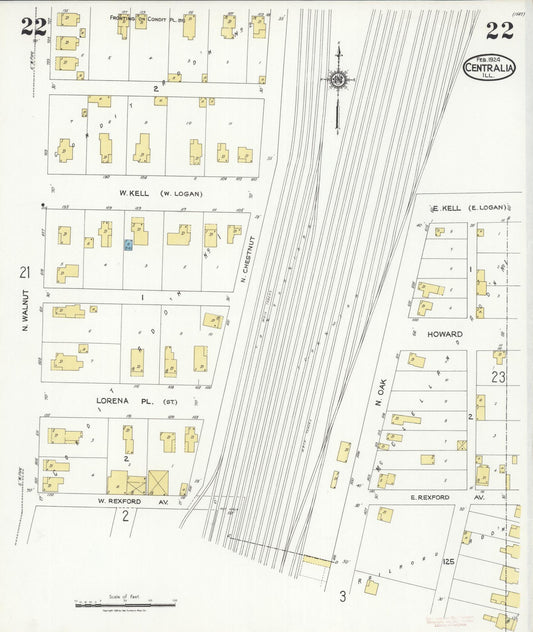 Sanborn Fire Insurance Map from Centralia, Marion, Clinton, Jefferson, and Washington Counties, Illinois (1924), Sheet #0022 - Historic Sanborn Fire Insurance Map Print, vintage old map wall art, antique decor, genealogy gift, Illinois Illinois map