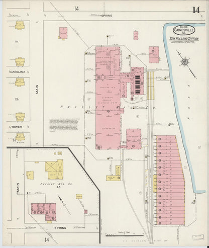 Sanborn Fire Insurance Map from Gainesville, Hall County, Georgia (1915), Sheet #0014 - Complete Map Set gallery image, historic Sanborn map, vintage wall art, Georgia Georgia