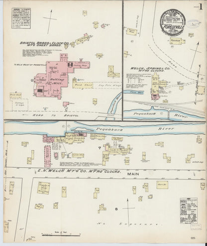 Sanborn Fire Insurance Map from Forestville, Hartford County, Connecticut (1884), Sheet #0001 - Complete Map Set gallery image, historic Sanborn map, vintage wall art, Connecticut Connecticut