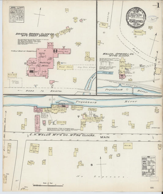 Sanborn Fire Insurance Map from Forestville, Hartford County, Connecticut (1884), Sheet #0001 - Complete Map Set gallery image, historic Sanborn map, vintage wall art, Connecticut Connecticut
