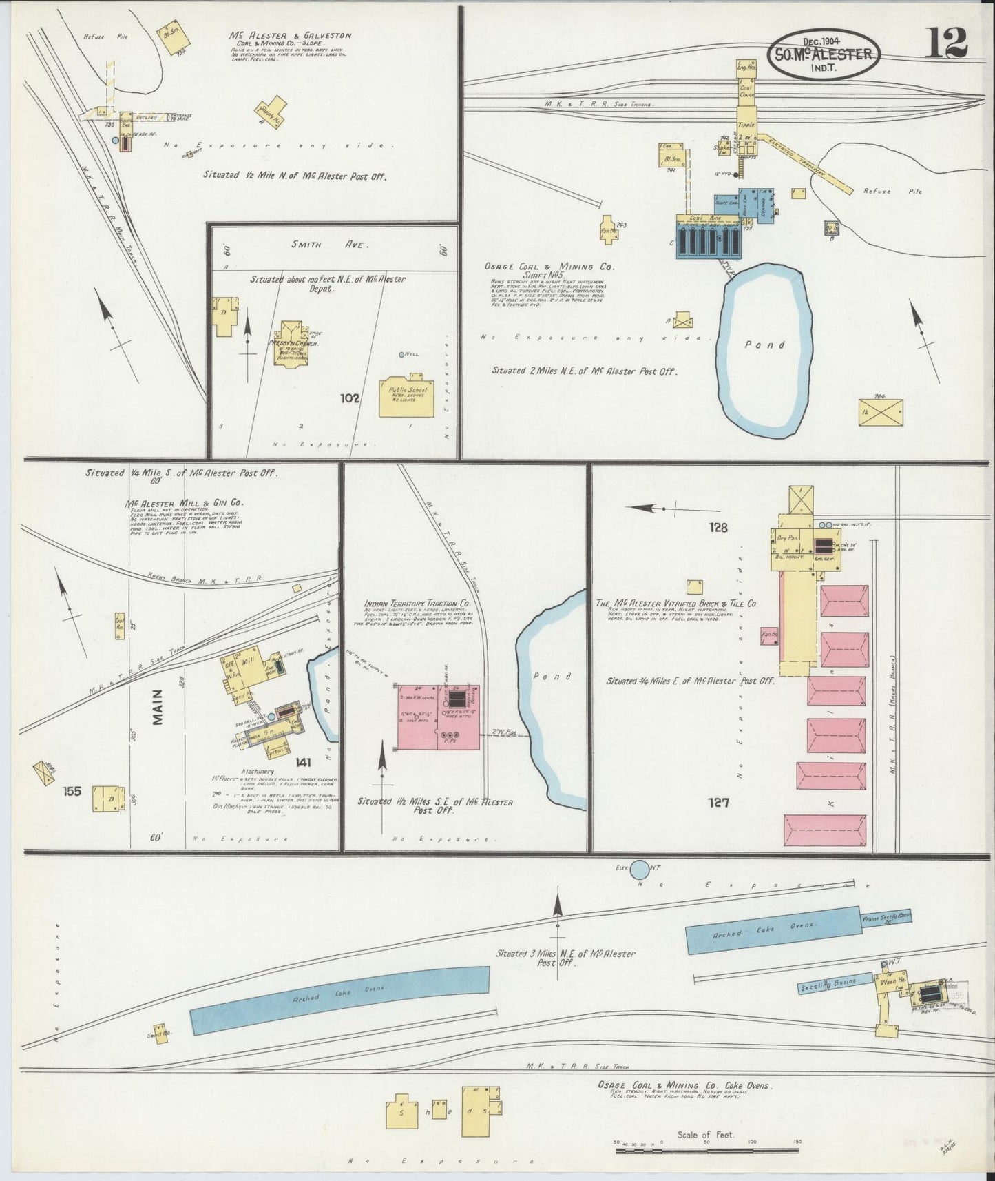 Sanborn Fire Insurance Map from South McAlester, Pittsburg County, Oklahoma (1904), Sheet #0012 - Historic Sanborn Fire Insurance Map Print, vintage old map wall art, antique decor, genealogy gift, Oklahoma Oklahoma map
