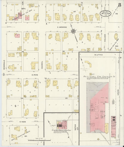 Sanborn Fire Insurance Map from Attica, Fountain County, Indiana (1910), Sheet #0008 - Historic Sanborn Fire Insurance Map Print, vintage old map wall art, antique decor, genealogy gift, Indiana Indiana map