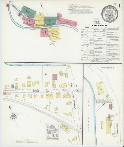 Sanborn Fire Insurance Map from Unionville, Hartford County, Connecticut (1909), Sheet #0001 - Complete Map Set gallery image, historic Sanborn map, vintage wall art, Connecticut Connecticut