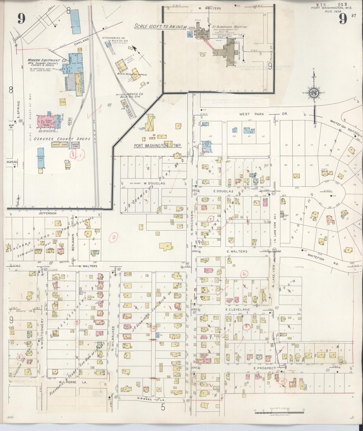 Sanborn Fire Insurance Map from Port Washington, Ozaukee County, Wisconsin (1949), Sheet #0009 - Complete Map Set gallery image, historic Sanborn map, vintage wall art, Wisconsin Wisconsin