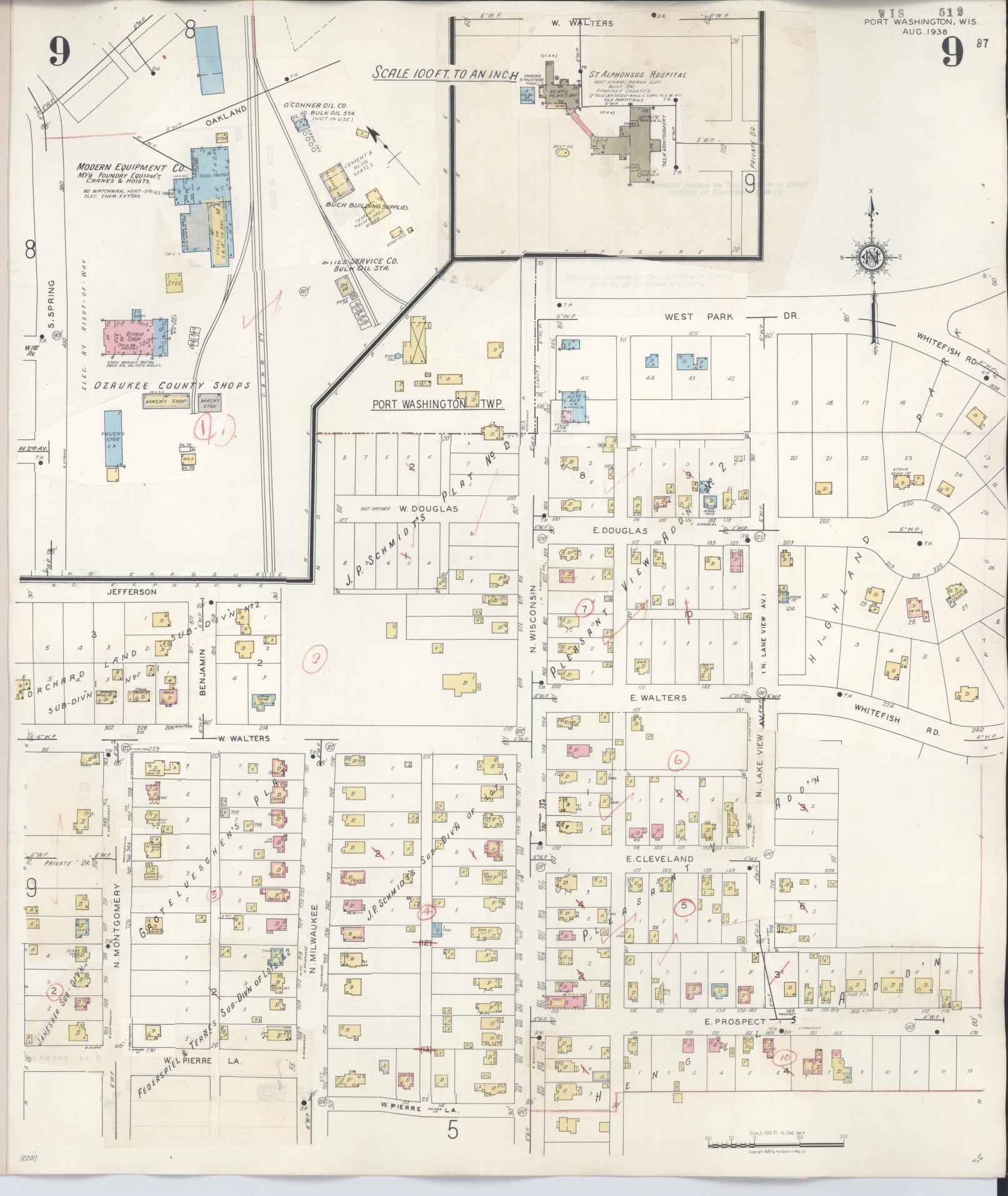 Sanborn Fire Insurance Map from Port Washington, Ozaukee County, Wisconsin (1949), Sheet #0009 - Complete Map Set gallery image, historic Sanborn map, vintage wall art, Wisconsin Wisconsin