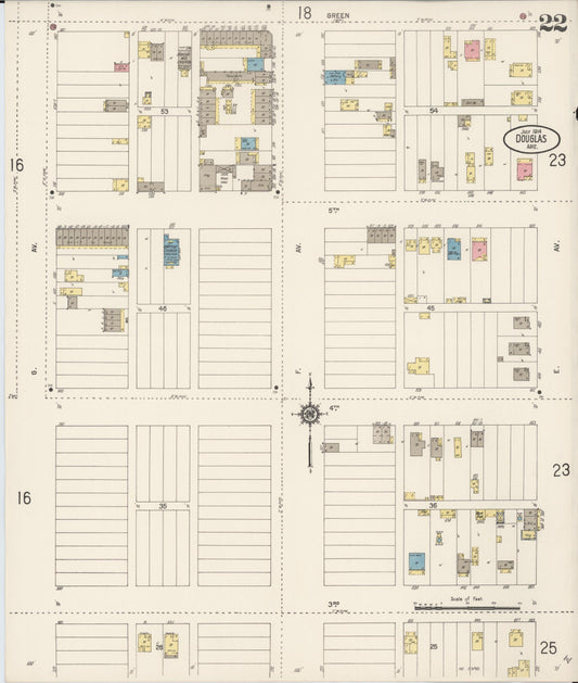 Sanborn Fire Insurance Map from Douglas, Cochise County, Arizona (1914), Sheet #0022 - Historic Sanborn Fire Insurance Map Print, vintage old map wall art, antique decor, genealogy gift, Arizona Arizona map