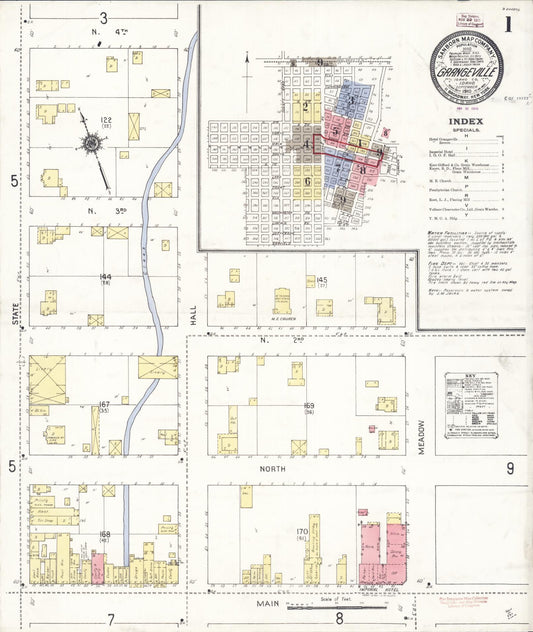 Sanborn Fire Insurance Map from Grangeville, Idaho County, Idaho (1910), Sheet #0001 - Historic Sanborn Fire Insurance Map Print, vintage old map wall art, antique decor, genealogy gift, Grangeville Idaho map