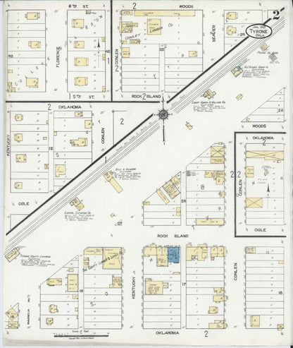 Sanborn Fire Insurance Map from Tyrone, Texas County, Oklahoma (1923), Sheet #0002 - Complete Map Set gallery image, historic Sanborn map, vintage wall art, Oklahoma Oklahoma