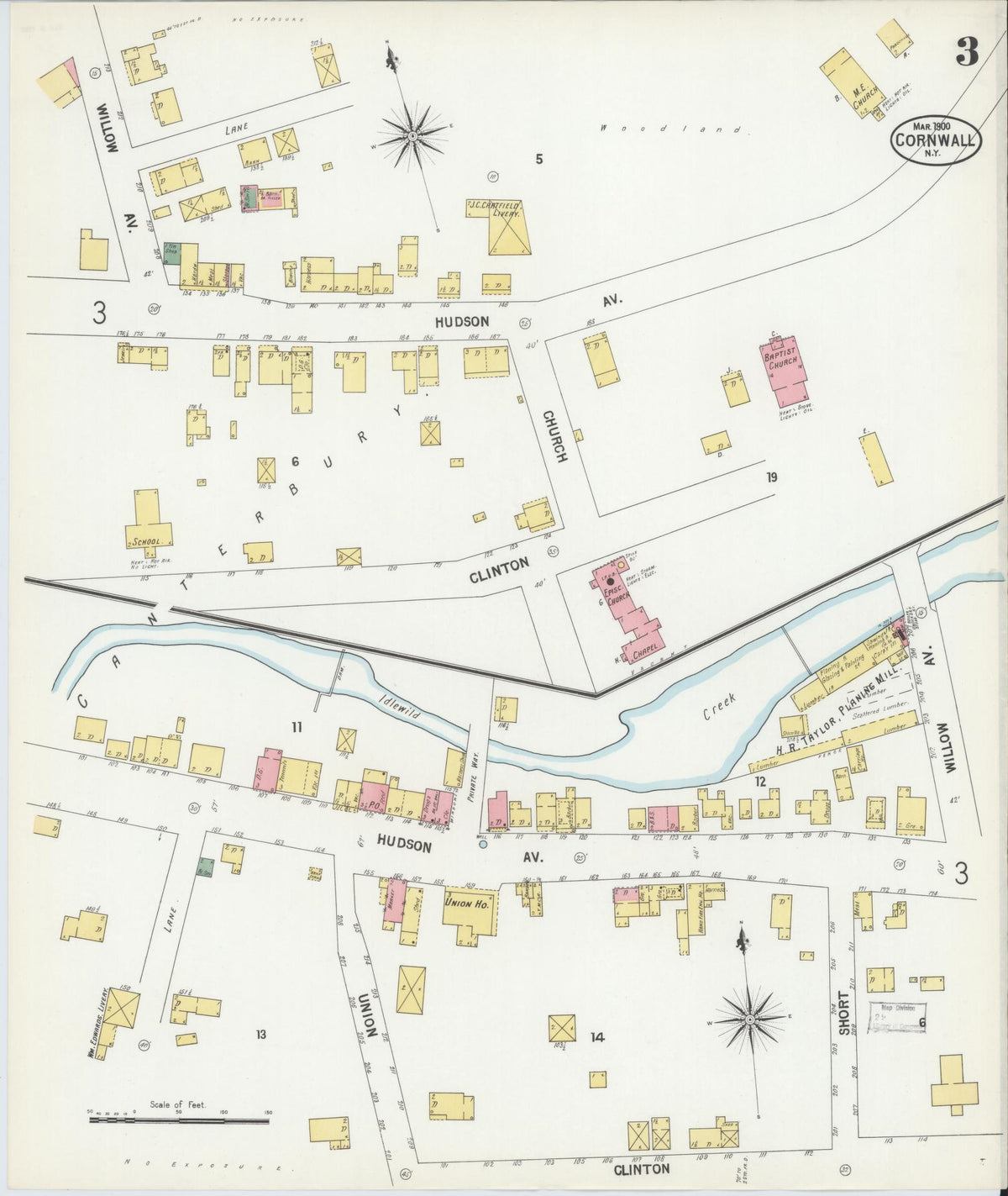 Sanborn Fire Insurance Map from Cornwall, Orange County, New York (1900), Sheet #0003 - Complete Map Set gallery image, historic Sanborn map, vintage wall art, New York New York