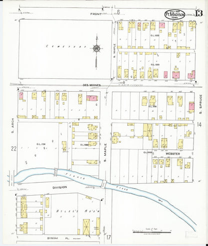 Sanborn Fire Insurance Map from Fort Madison, Lee County, Iowa (1919), Sheet #0013 - Historic Sanborn Fire Insurance Map Print