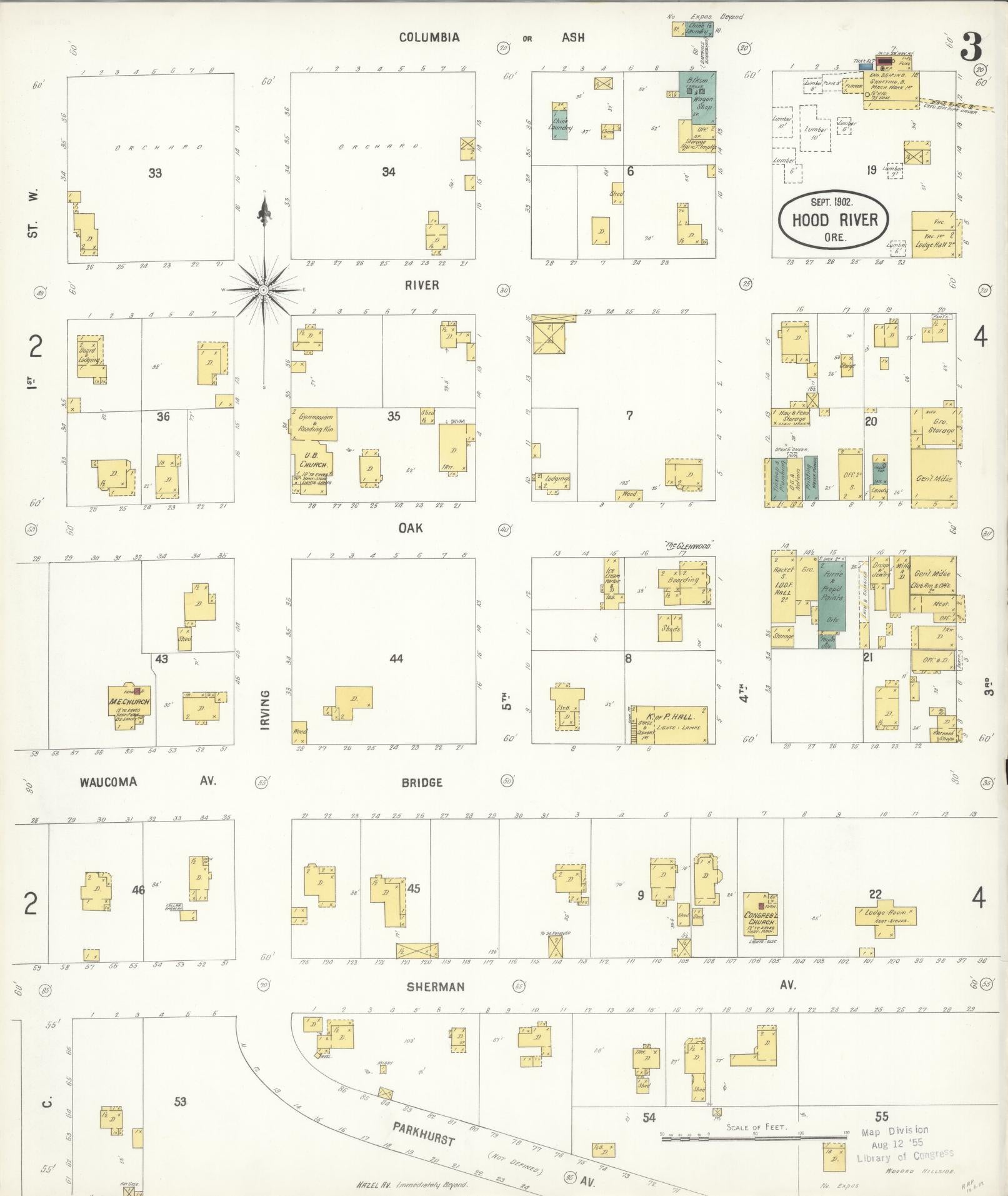 Sanborn Fire Insurance Map from Hood River, Hood River County, Oregon (1902), Sheet #0003 - Complete Map Set gallery image, historic Sanborn map, vintage wall art, Oregon Oregon