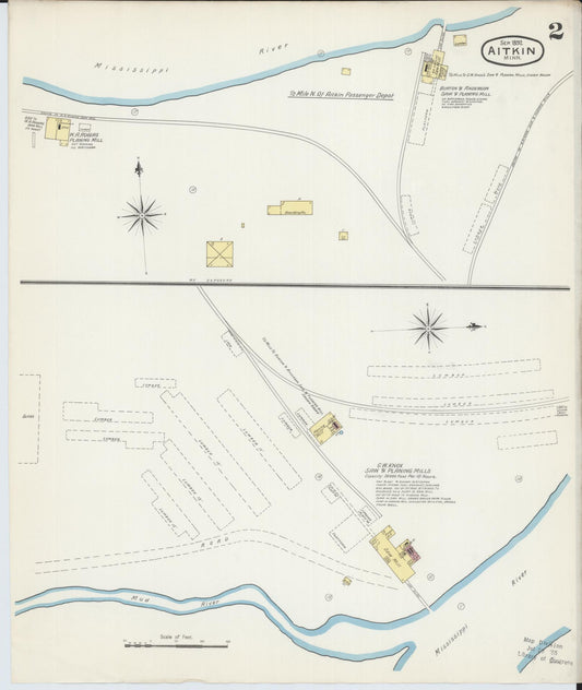 Sanborn Fire Insurance Map from Aitkin, Aitkin County, Minnesota (1892), Sheet #0002 - Historic Sanborn Fire Insurance Map Print, vintage old map wall art, antique decor, genealogy gift, Minnesota Minnesota map