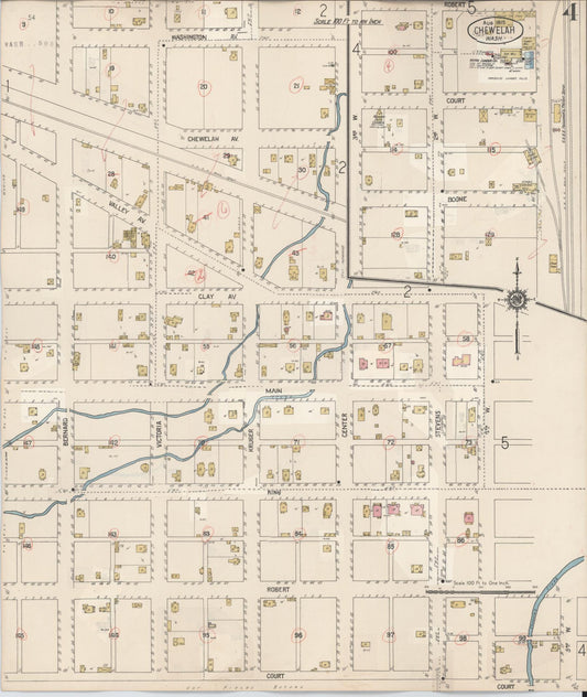 Sanborn Fire Insurance Map from Chewelah, Stevens County, Washington (1932), Sheet #0004 - Historic Sanborn Fire Insurance Map Print, vintage old map wall art, antique decor, genealogy gift, Washington Washington map