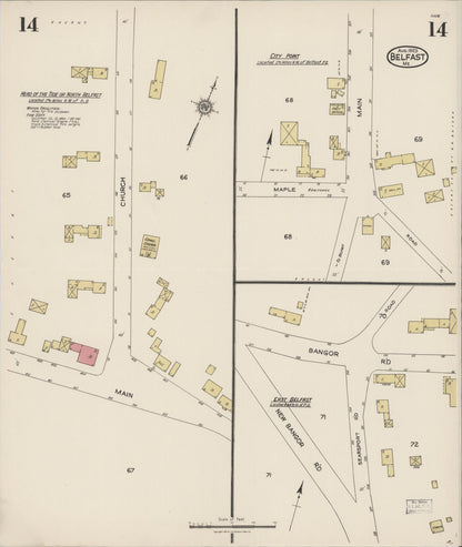 Sanborn Fire Insurance Map from Belfast, Waldo County, Maine (1923), Sheet #0014 - Complete Map Set gallery image, historic Sanborn map, vintage wall art, Maine Maine