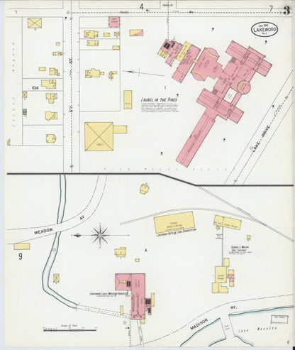 Sanborn Fire Insurance Map from Lakewood, Ocean County, New Jersey (1901), Sheet #0003 - Historic Sanborn Fire Insurance Map Print, vintage old map wall art, antique decor, genealogy gift, New Jersey New Jersey map
