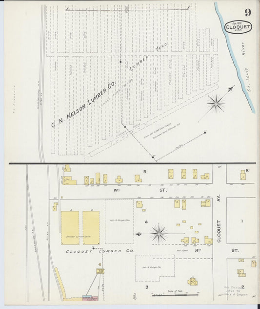 Sanborn Fire Insurance Map from Cloquet, Carlton County, Minnesota (1892), Sheet #0009 - Historic Sanborn Fire Insurance Map Print, vintage old map wall art, antique decor, genealogy gift, Minnesota Minnesota map