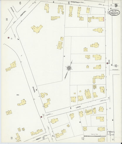 Sanborn Fire Insurance Map from Andover, Essex County, Massachusetts (1911), Sheet #0009 - Complete Map Set gallery image, historic Sanborn map, vintage wall art, Massachusetts Massachusetts