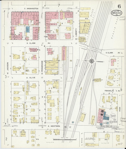 Sanborn Fire Insurance Map from Mexico, Audrain County, Missouri (1914), Sheet #0006 - Historic Sanborn Fire Insurance Map Print, vintage old map wall art, antique decor, genealogy gift, Missouri Missouri map