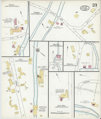 Sanborn Fire Insurance Map from Athol, Worcester County, Massachusetts (1917), Sheet #0023 - Historic Sanborn Fire Insurance Map Print, vintage old map wall art, antique decor, genealogy gift, Massachusetts Massachusetts map